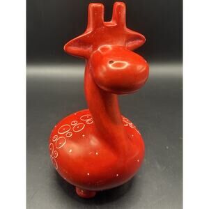 Stylized Red Soapstone Giraffe Hand-Carved and Hand-Painted in Kenya African Art